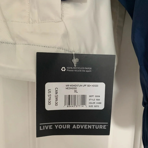 Eddie Bauer Women's Momentum UPF 50+ Hoodie Jacket Size XL - Medium Indigo - NWT - Picture 11 of 11